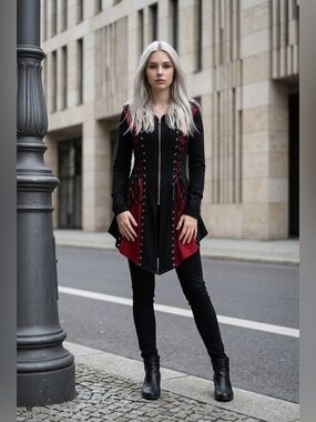 Gothic Punk Hooded Coat - Size Small